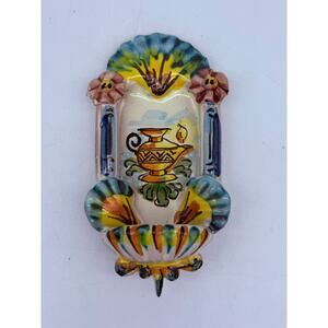Holy Water Wall Font Majolica Ceramic Deruta Geometric Todi, Italy 1960’s